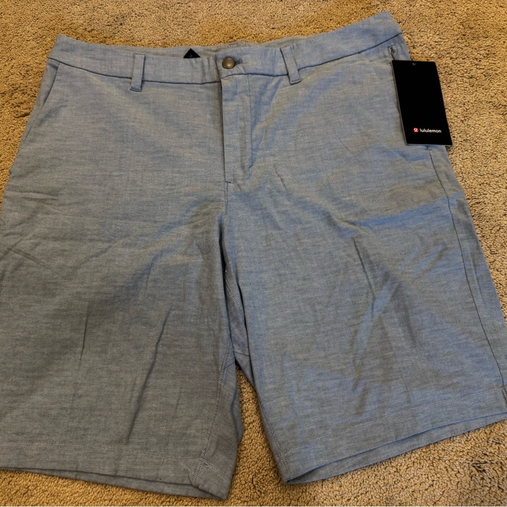 NWT Men’s Lululemon Commission Short  Relaxed 11” Size 36 PWRB/WHT Pewter Blue